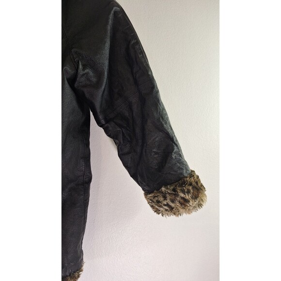 WILSONS LEATHER Coat Girls L Reversible Leopard Print Faux Fur Lined Winter Y2K - Picture 15 of 16